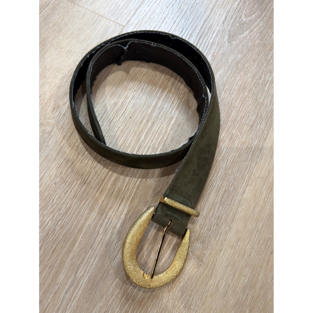 Vintage St. John Olive Green Suede Gold Sparkle Belt Size 10
